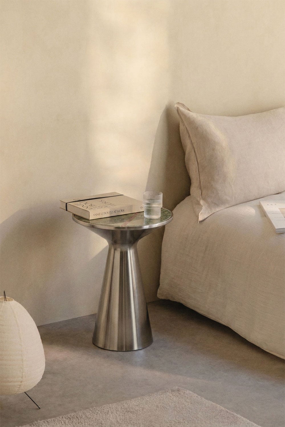 Table de chevet Ø30 cm en acier inoxydable Selmalis - 4