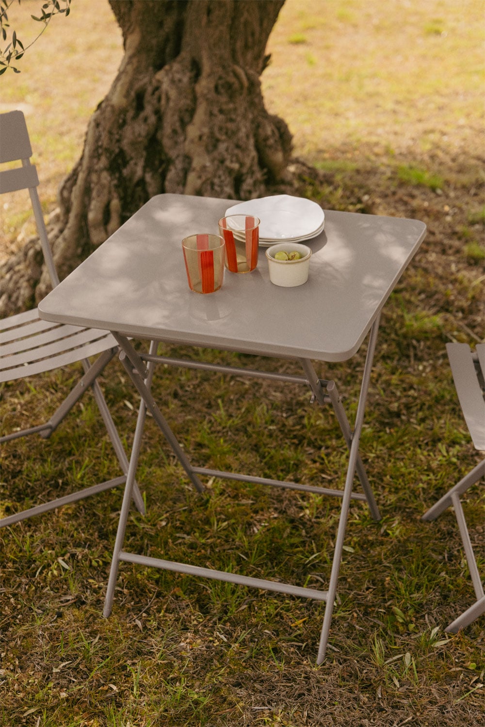 Table de jardin carrée 60x60 cm pliante en acier Tamarit - 1