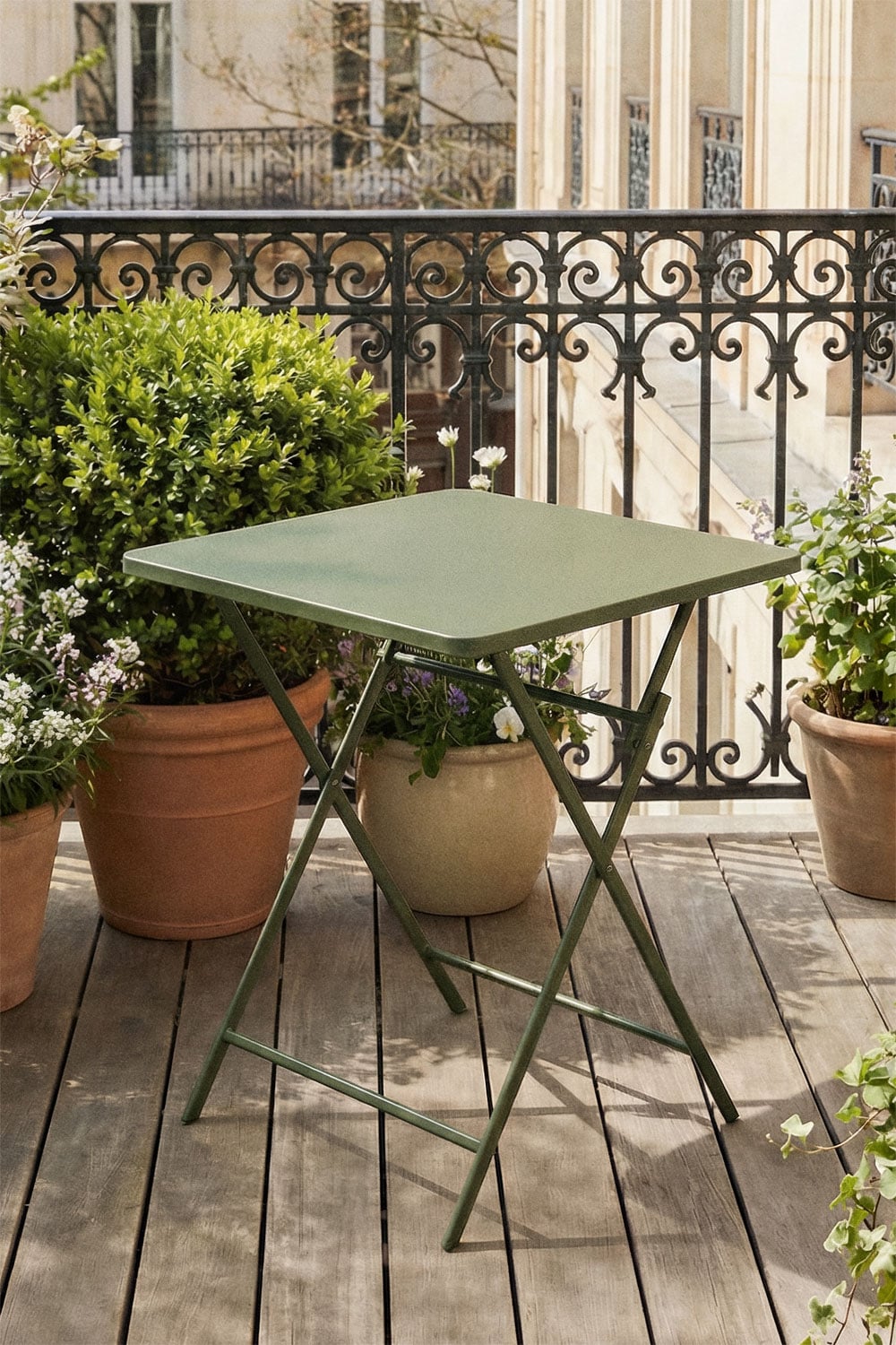 Table de jardin carrée 60x60 cm pliante en acier Tamarit - 3