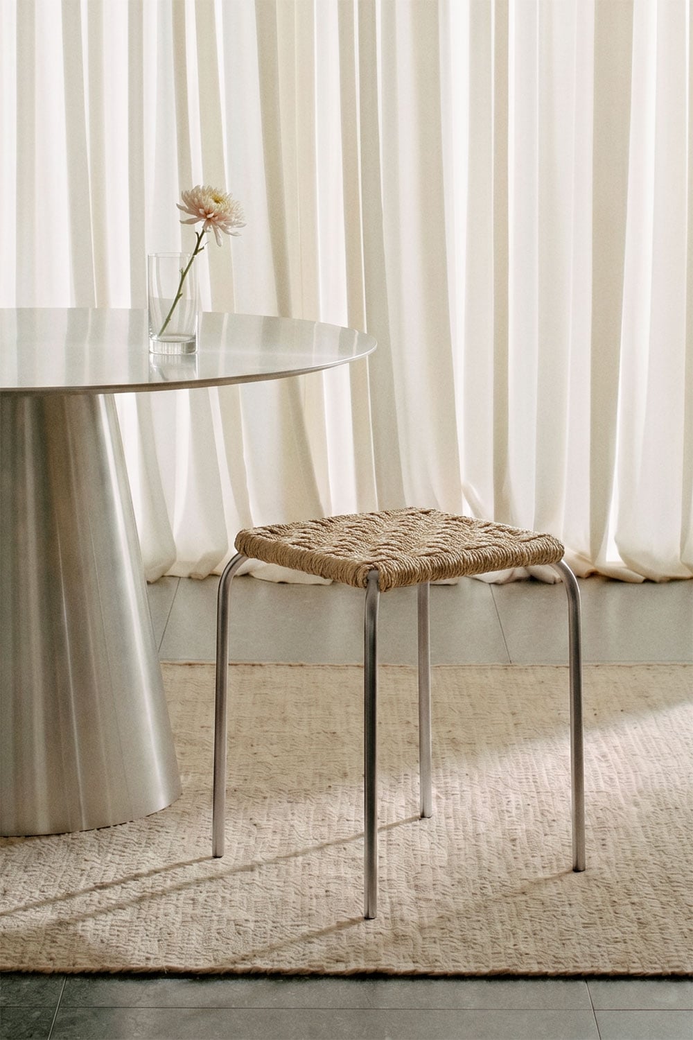 Tabouret bas empilable 45 cm en acier inoxydable Narnial - 1
