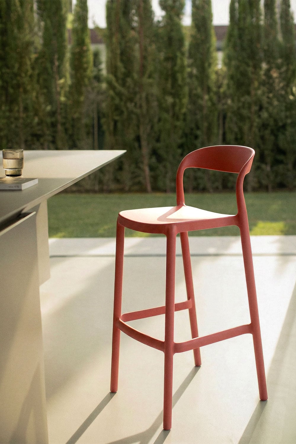 Tabouret de jardin haut empilable en polypropylène Brenza - 6