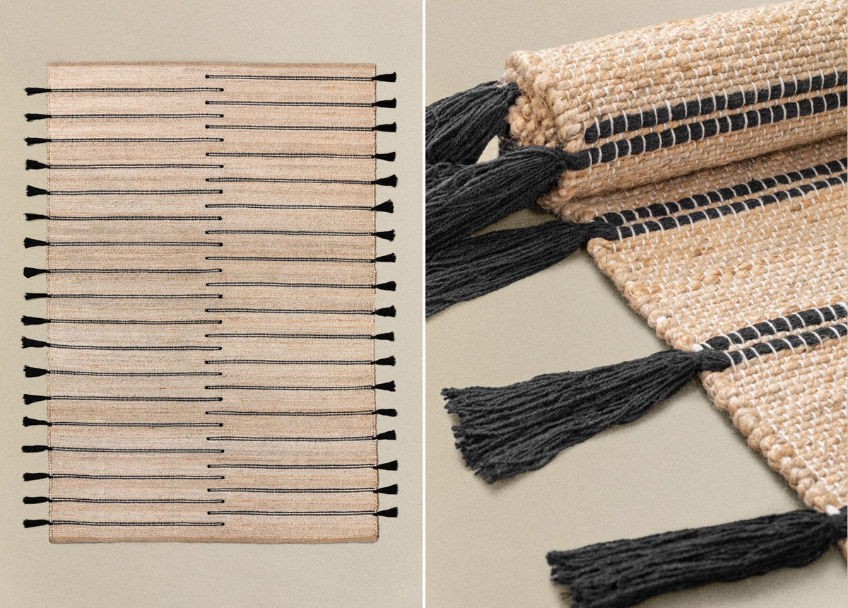 Tapis rectangulaire en jute et tissu Plamena - 2